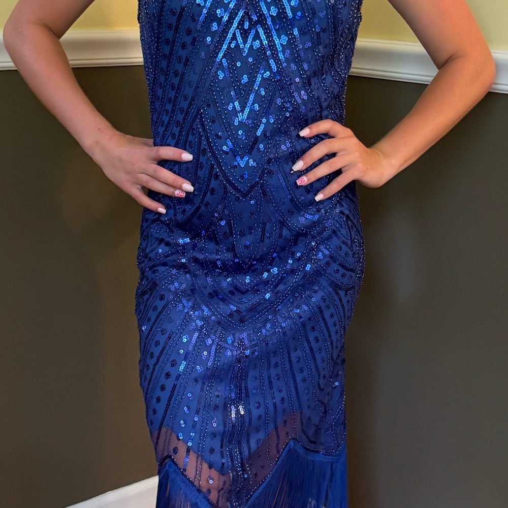 Elegant Blue Sequin Dress